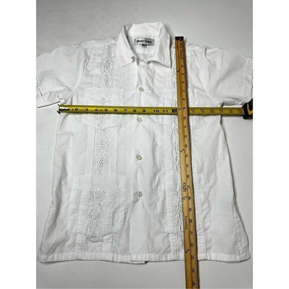 Silver Crest Vintage White Embroidered Button Down Shirt Pockets Sz 10 See Notes - Picture 7 of 11